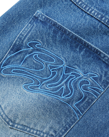 Butter Goods Drummer Baggy Denim Jeans - Stone Wash Blue