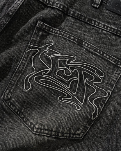 Butter Goods Drummer Baggy Denim Jeans - Streaky Black