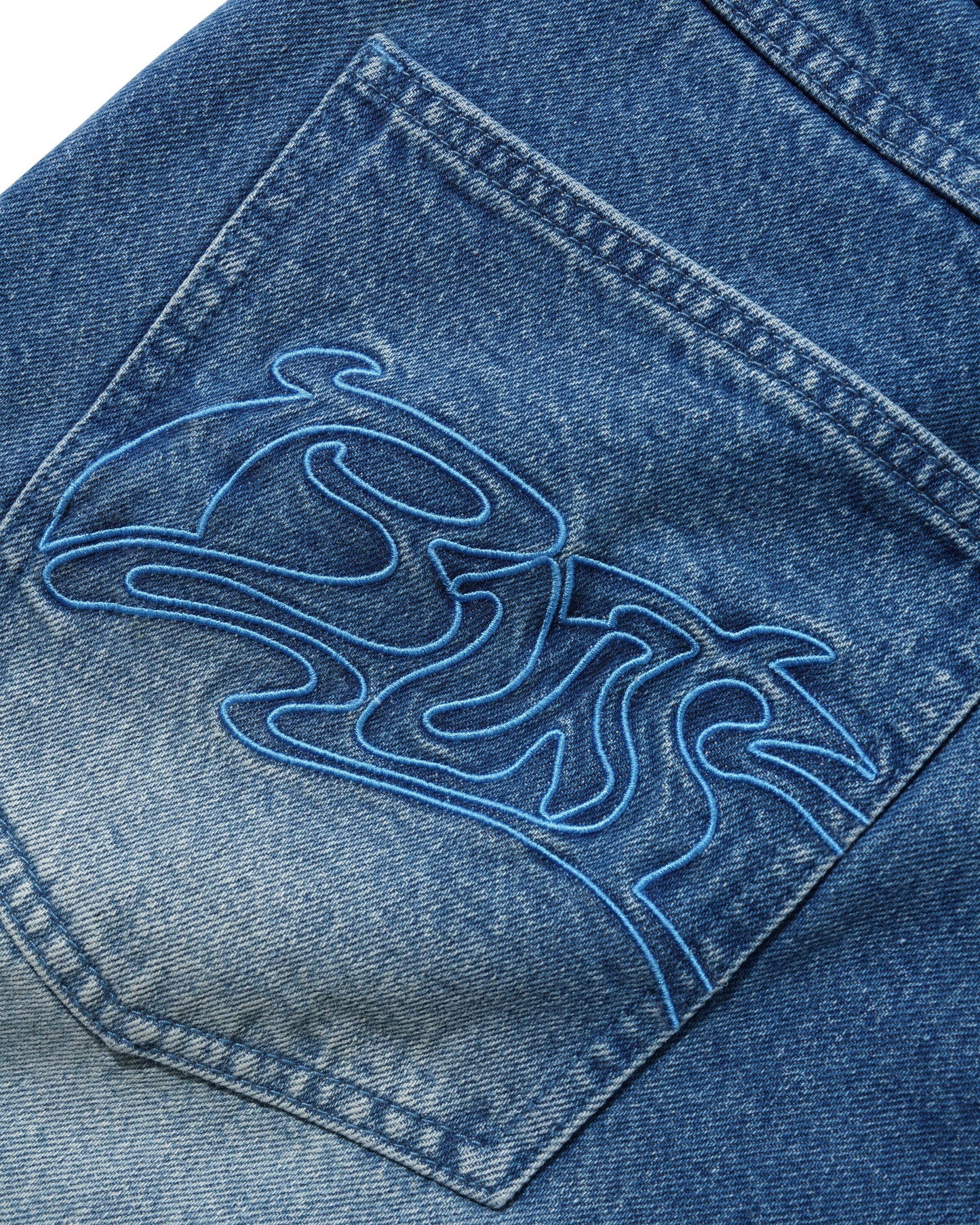 Butter Goods Drummer Baggy Denim Shorts - Stone Wash Blue