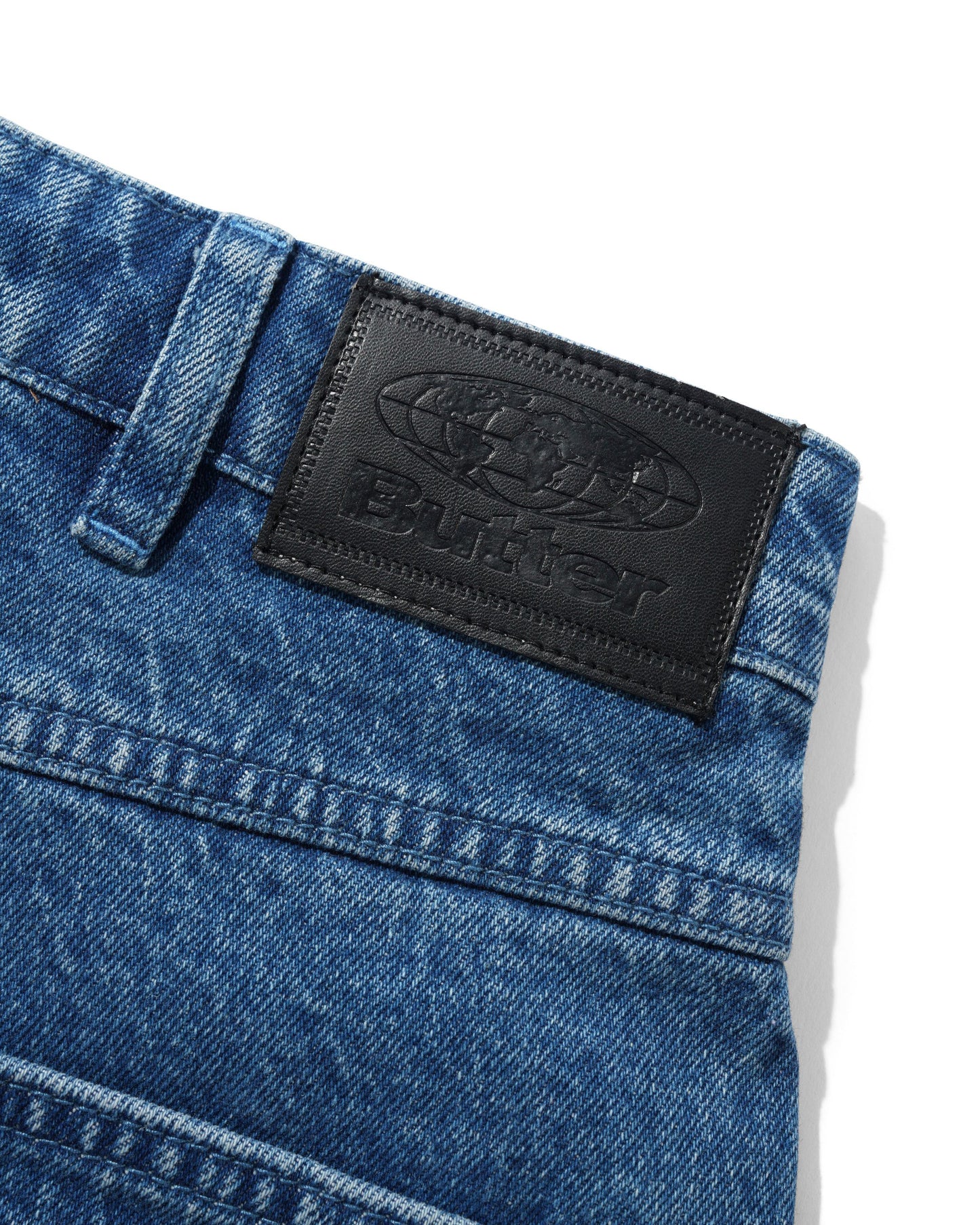 Butter Goods Drummer Baggy Denim Shorts - Stone Wash Blue
