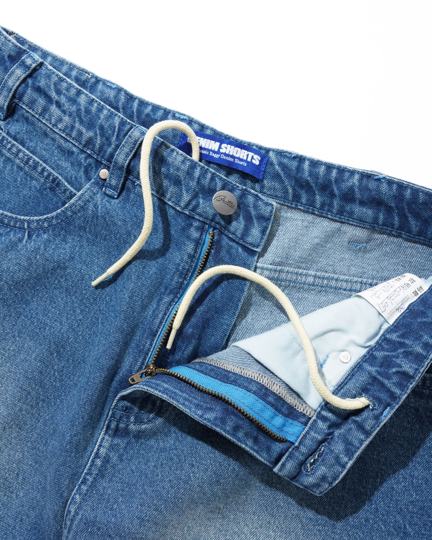 Butter Goods Drummer Baggy Denim Shorts - Stone Wash Blue