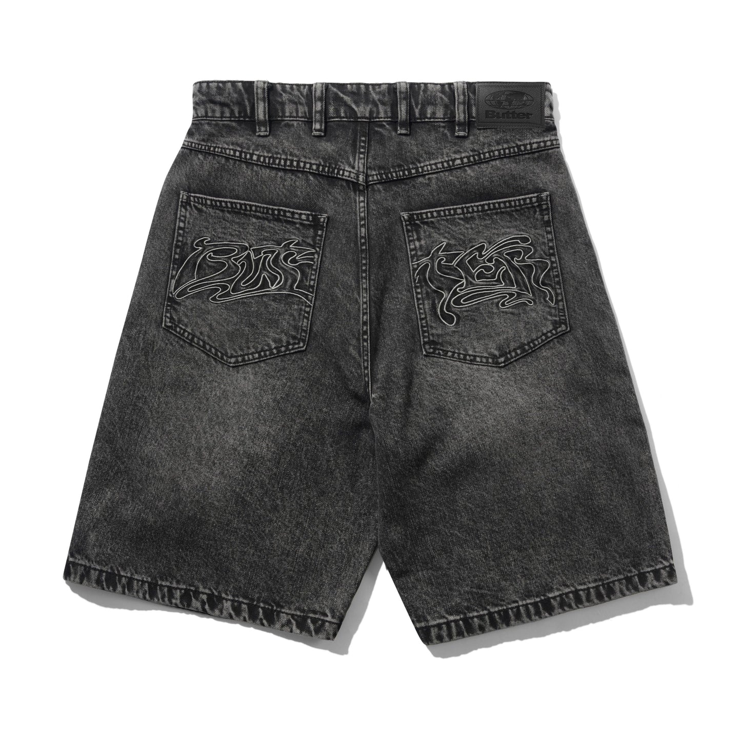 Butter Goods Drummer Baggy Denim Shorts - Streaky Black