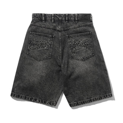 Butter Goods Drummer Baggy Denim Shorts - Streaky Black