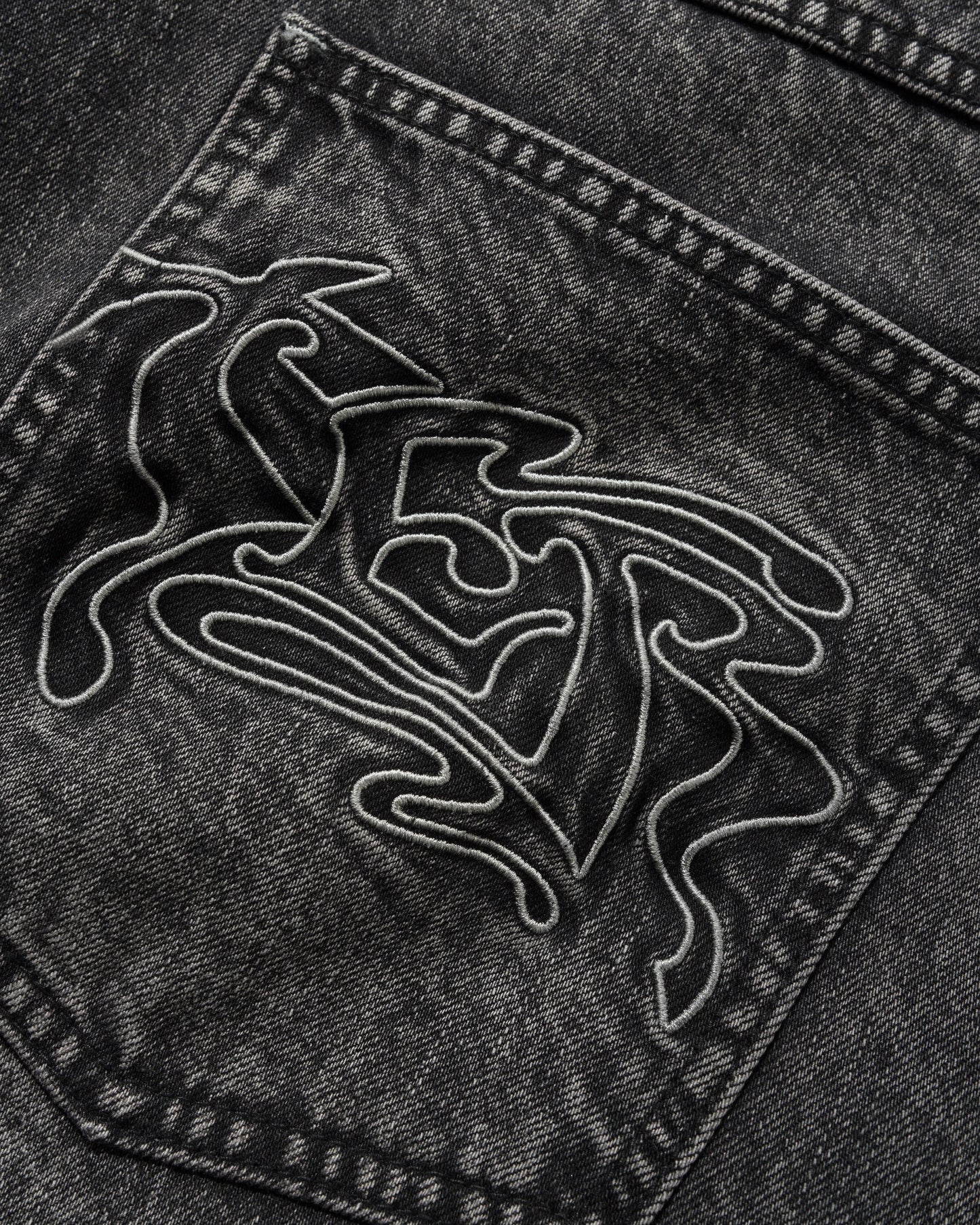 Butter Goods Drummer Baggy Denim Shorts - Streaky Black