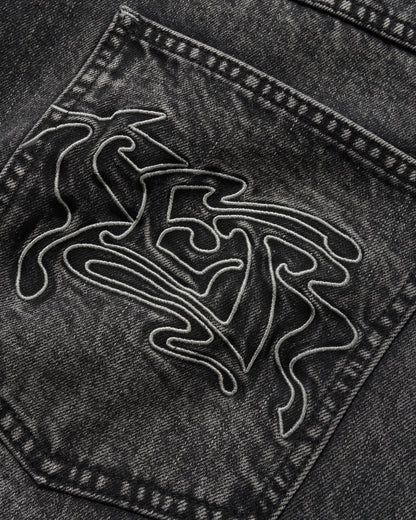 Butter Goods Drummer Baggy Denim Shorts - Streaky Black