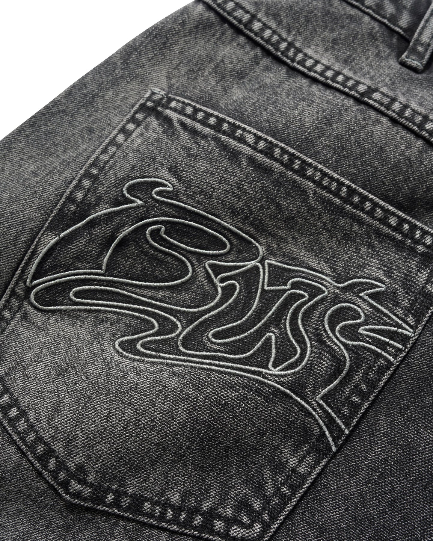 Butter Goods Drummer Baggy Denim Shorts - Streaky Black