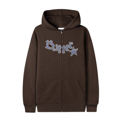 Butter Goods Edge Applique Zip-Thru Hoodie - Brown