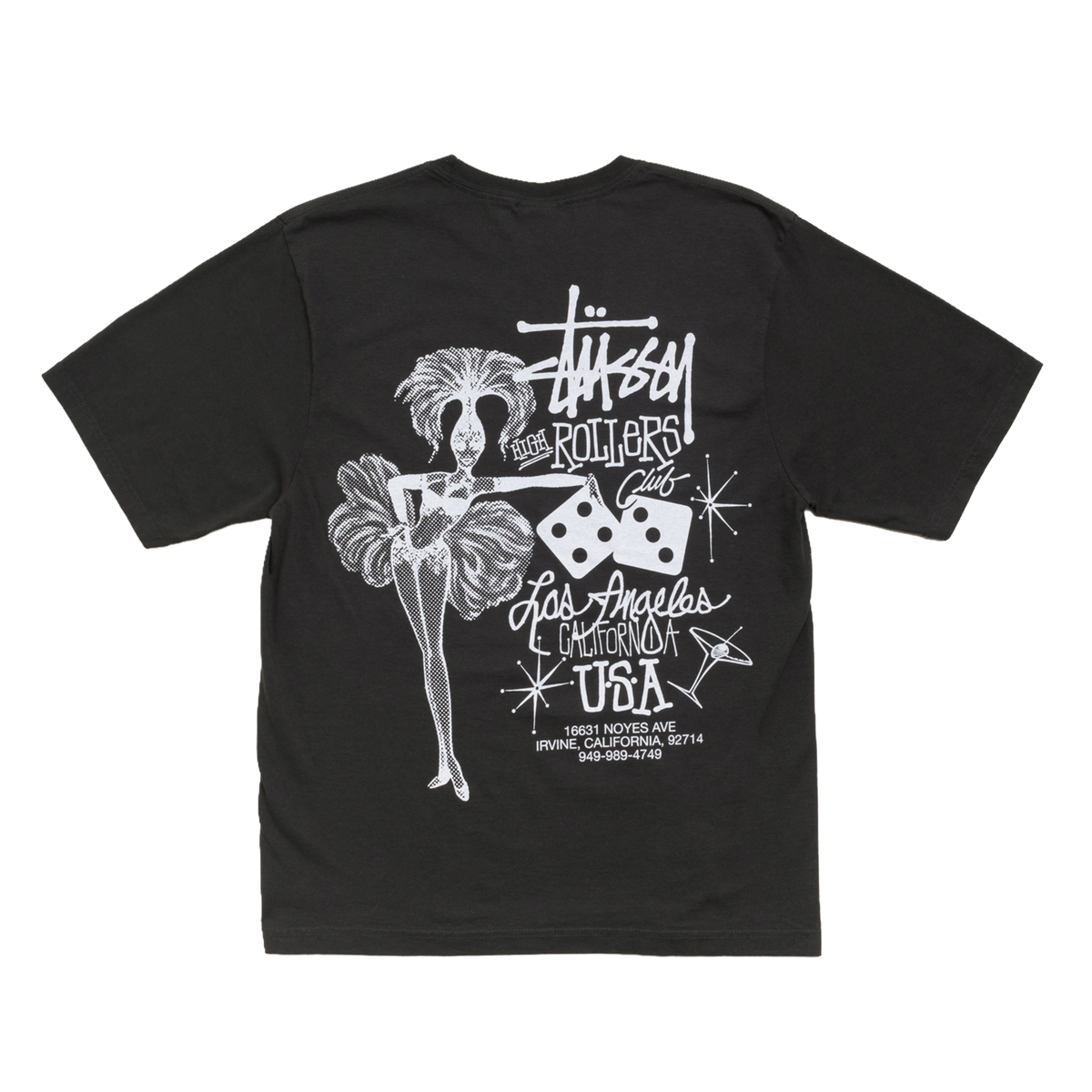 Stussy High Rollers Pigment Dyed Tee - Faded Black