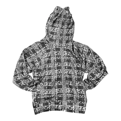 Star Team Leopard Plaid Full Zip Hoodie - Black
