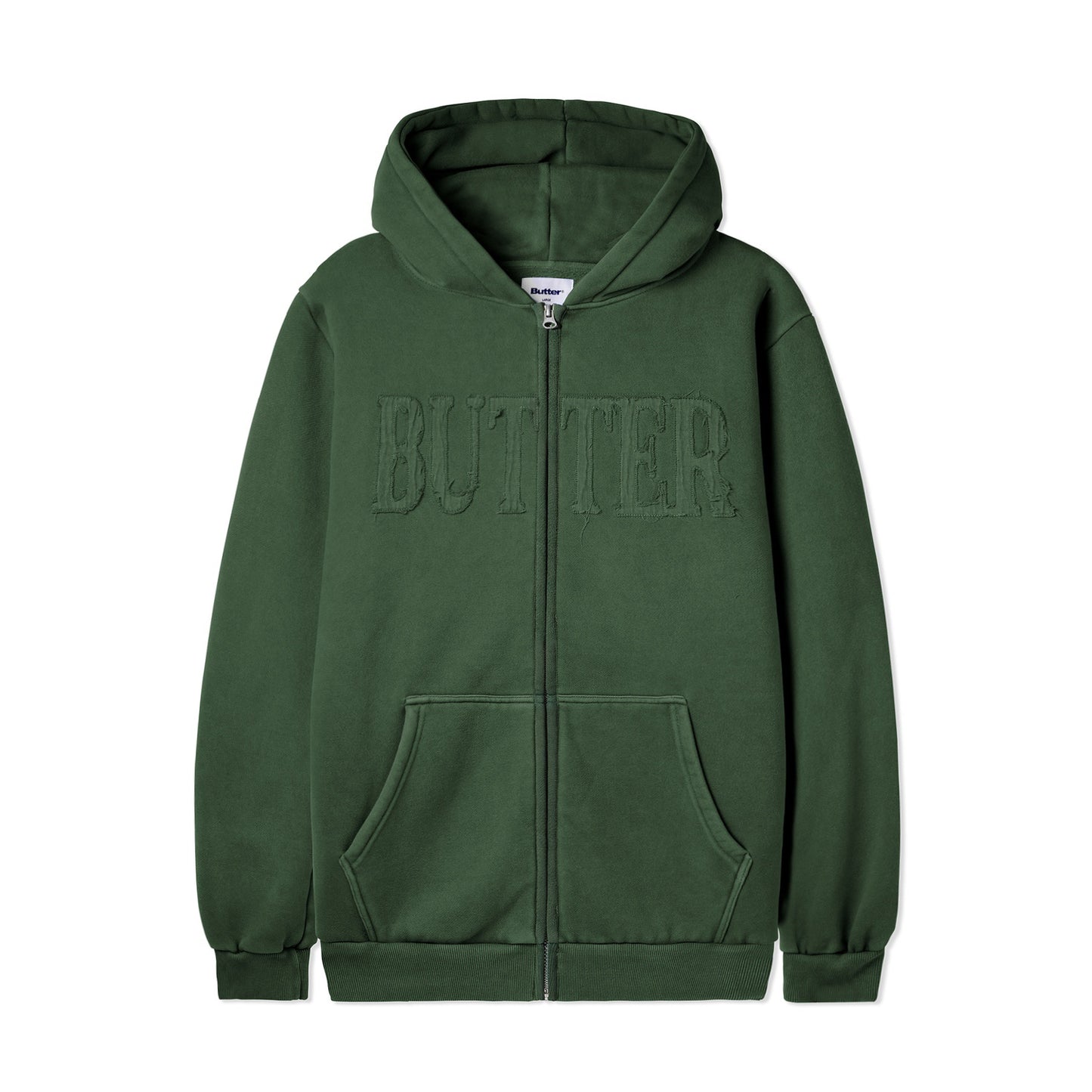 Butter Goods Fabric Applique Zip Hood - Washed Army