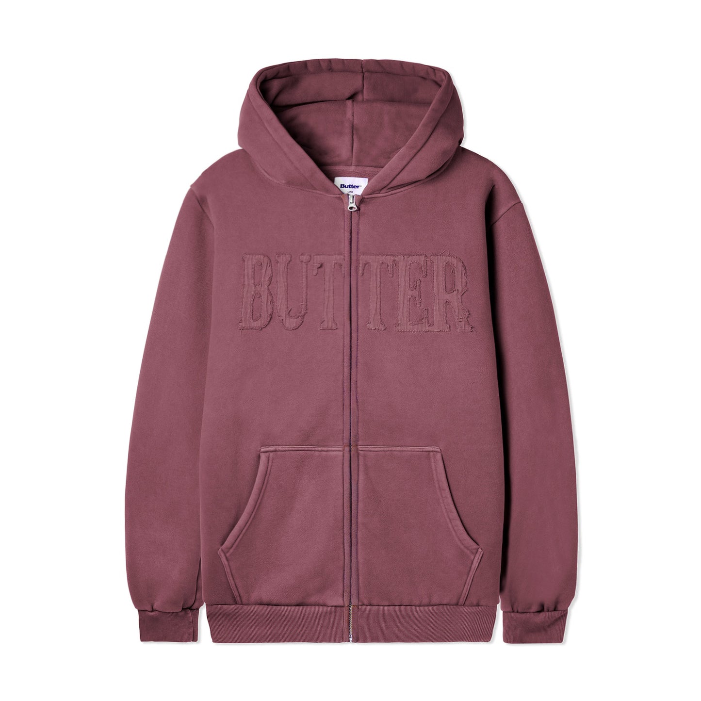 Butter Goods Fabric Applique Zip Hoodie - Washed Rhubarb