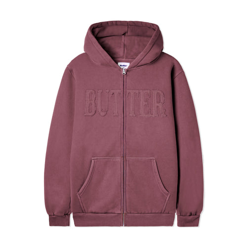 Butter Goods Fabric Applique Zip Hood - Washed Rhubarb