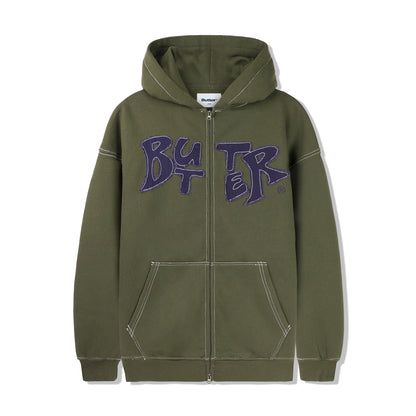 Butter Goods Fabric Applique Zip-Thru Hoodie - Army