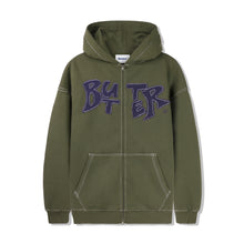 Load image into Gallery viewer, Butter Goods Fabric Applique Zip-Thru Hoodie - Army
