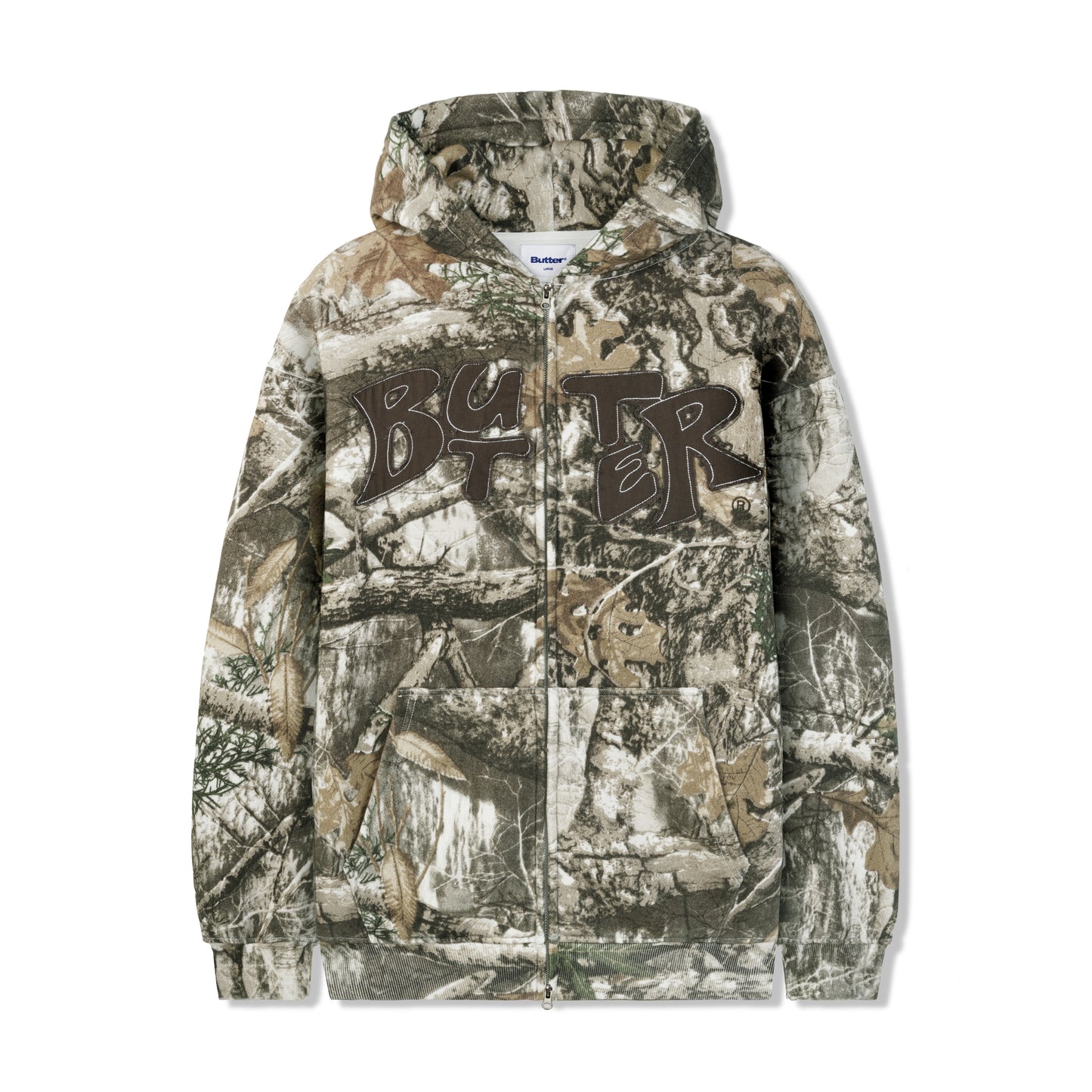 Butter Goods Fabric Applique Zip-Thru Hoodie - Forest Camo