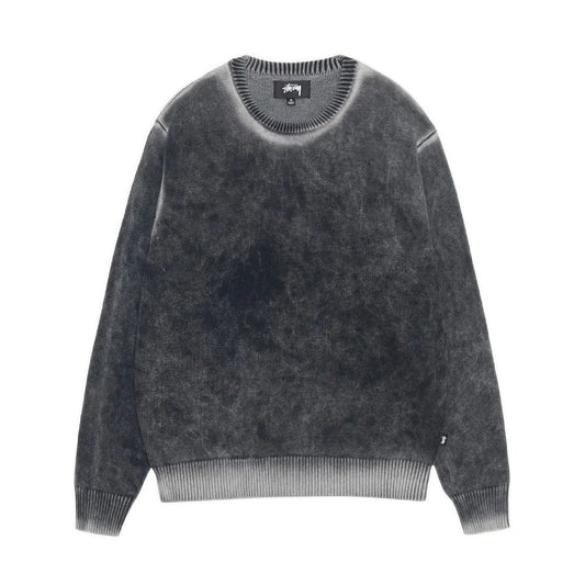 Stussy Faded Cotton Knit Crewneck - Black