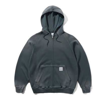 Butter Goods Faded Waffle Zip Hoodie - Washed Black