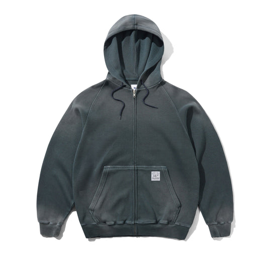 Butter Goods Faded Waffle Zip Hoodie - Washed Black