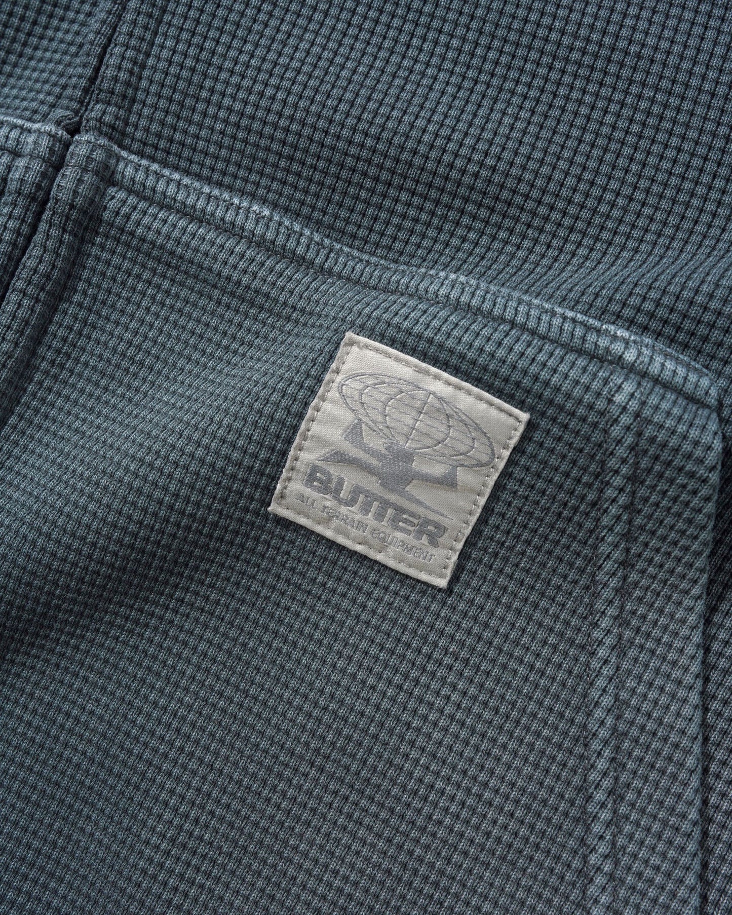 Butter Goods Faded Waffle Zip Hoodie - Washed Black