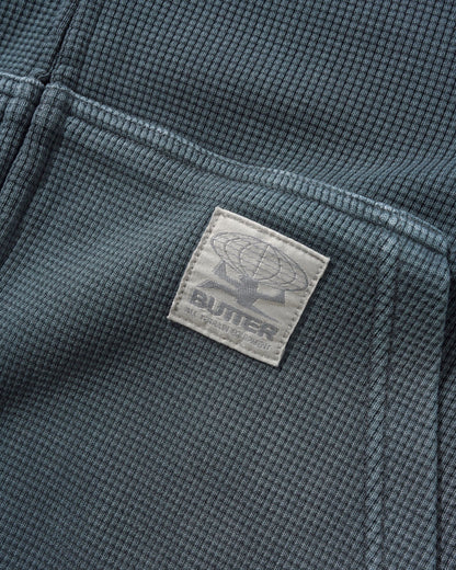 Butter Goods Faded Waffle Zip Hoodie - Washed Black