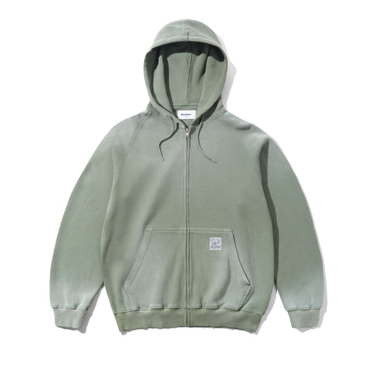 Butter Goods Faded Waffle Zip Hoodie - Washed Sage