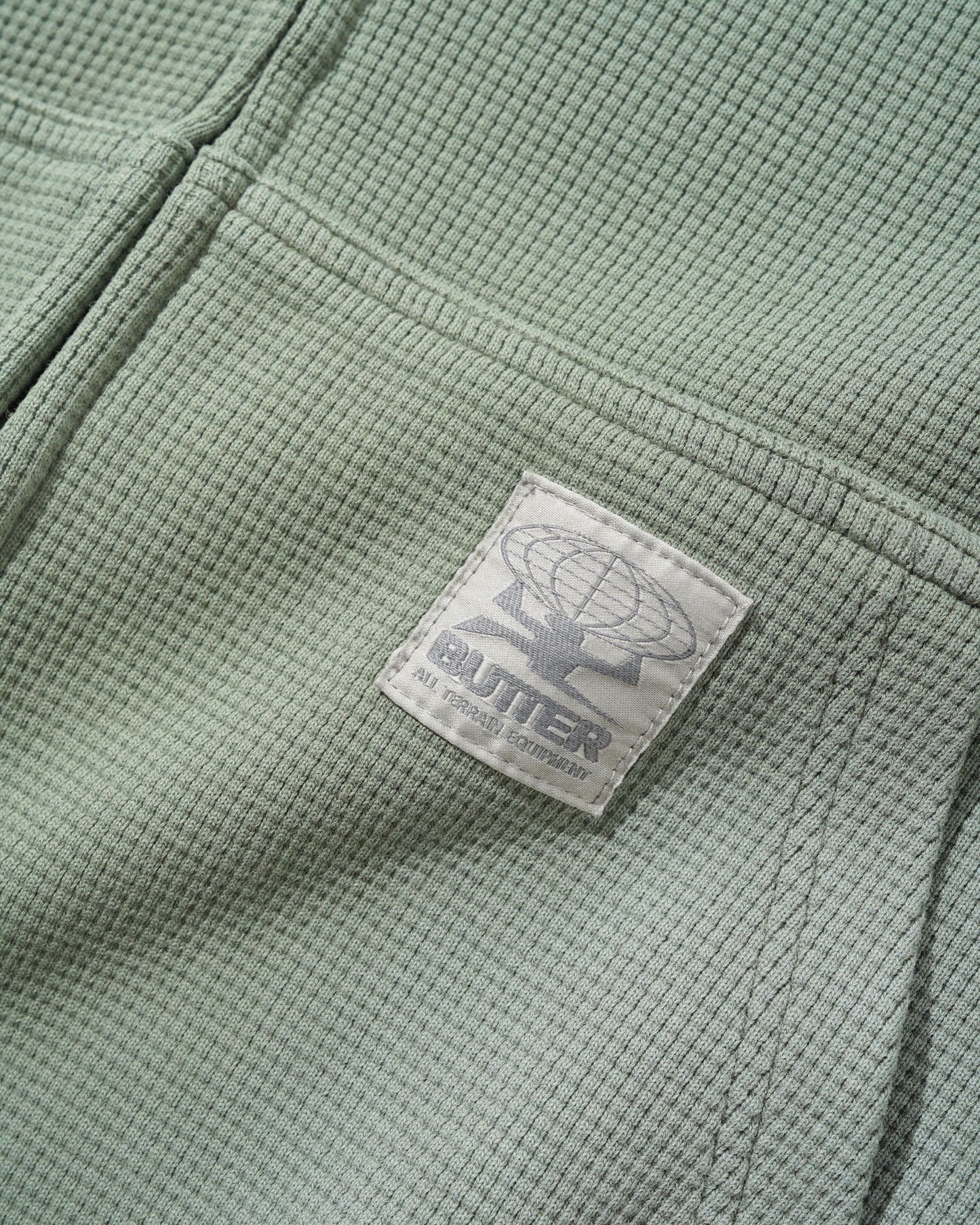 Butter Goods Faded Waffle Zip Hoodie - Washed Sage