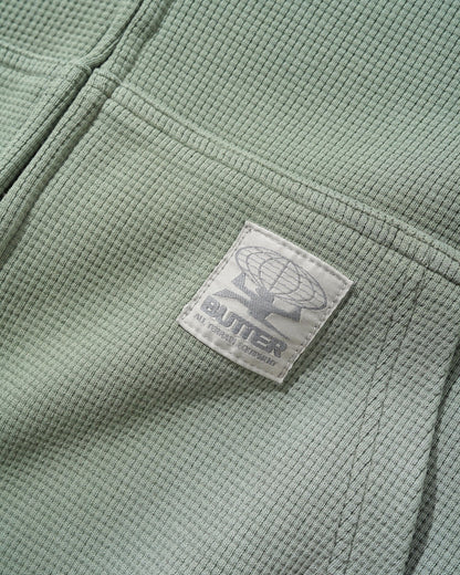 Butter Goods Faded Waffle Zip Hoodie - Washed Sage