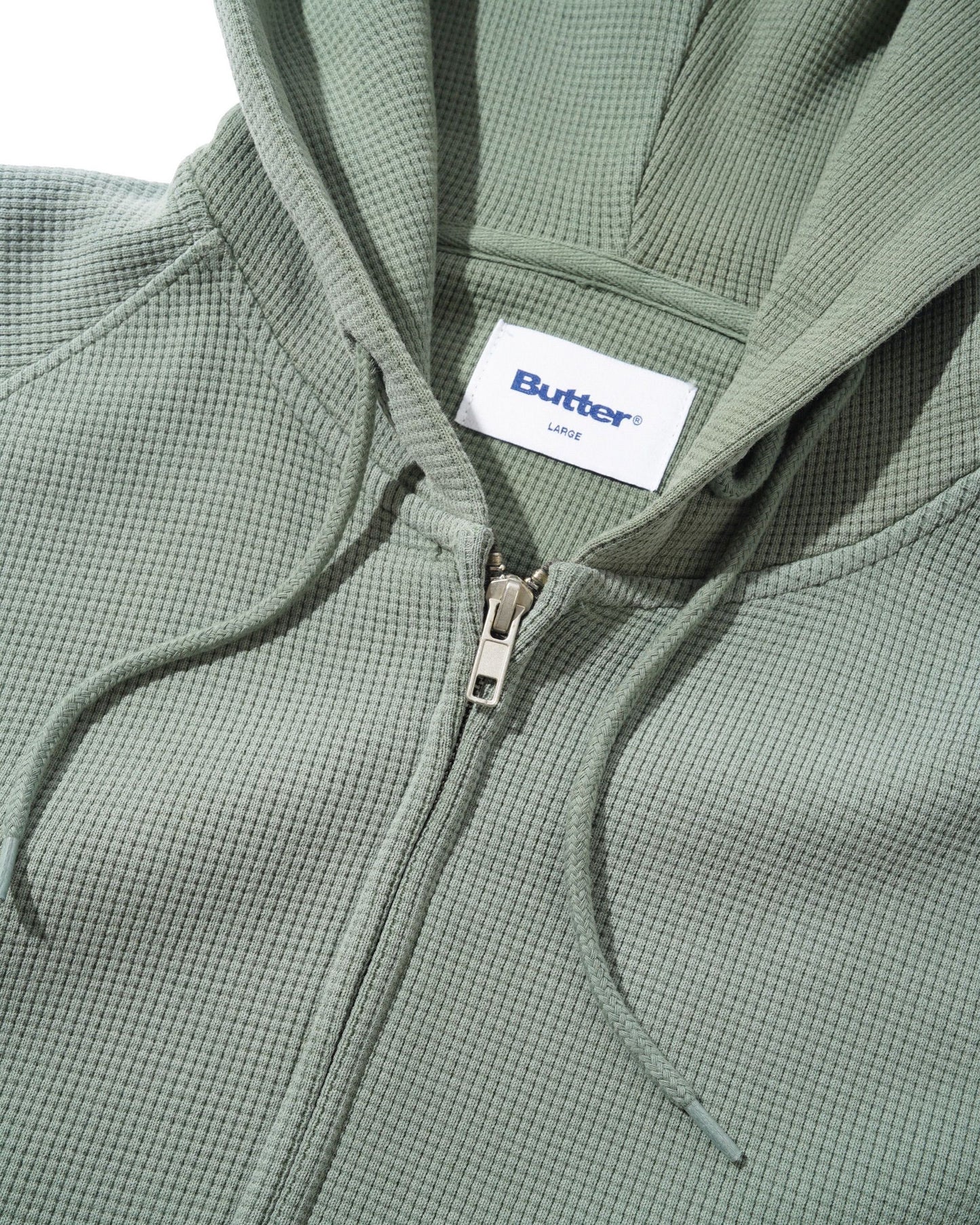 Butter Goods Faded Waffle Zip Hoodie - Washed Sage