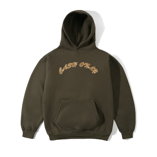 Cash Only Felt Applique Logo Hoodie - Brown