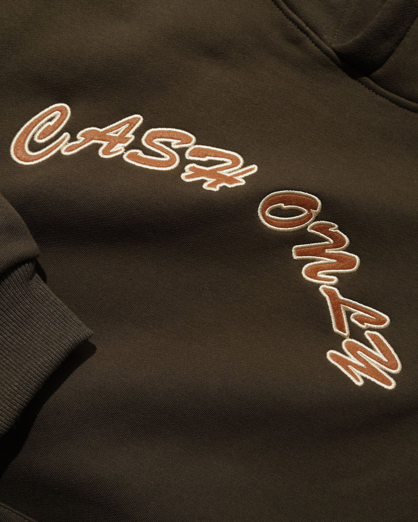 Cash Only Felt Applique Logo Hoodie - Brown