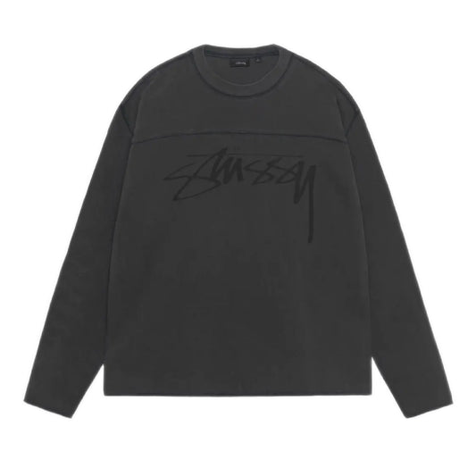 Stussy Football Crewneck Pigment Dyed - Washed Black