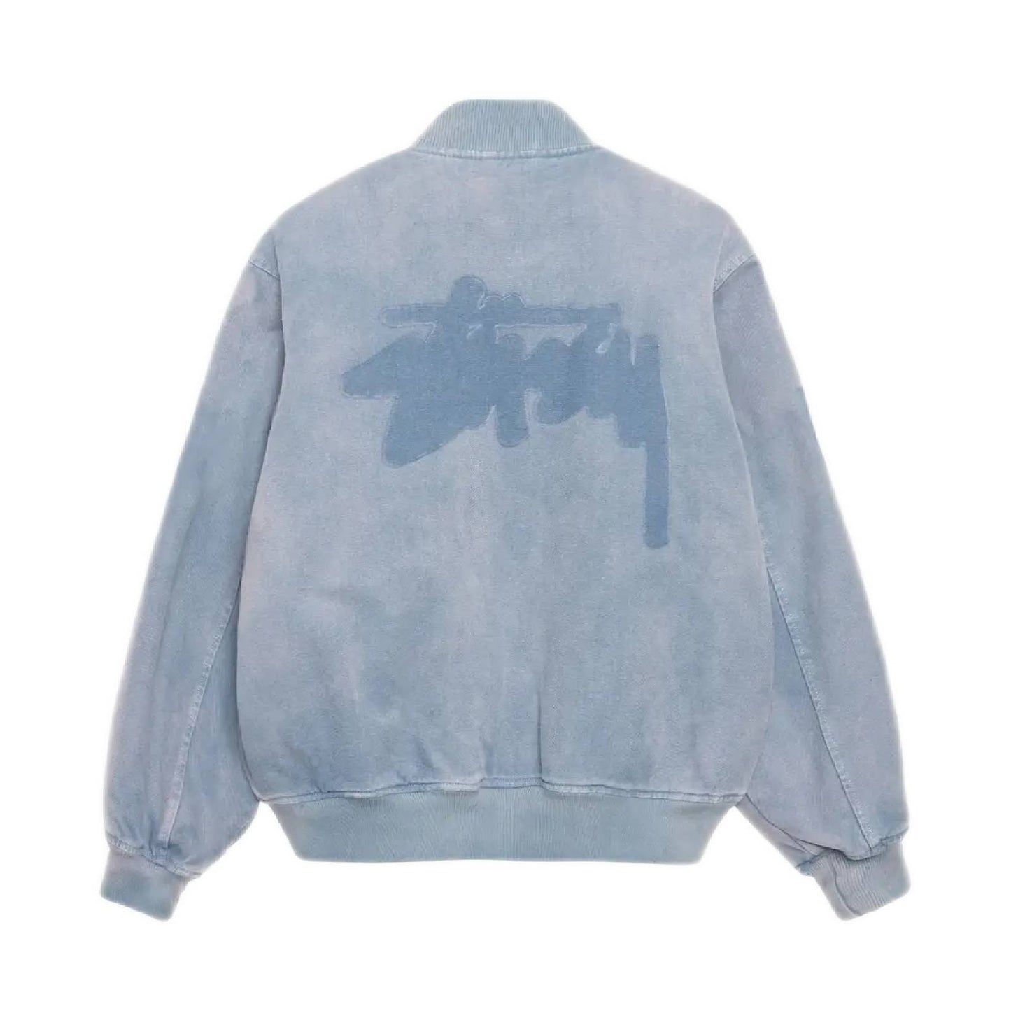 Stussy Ghost Logo Canvas Varsity Jacket - Blue