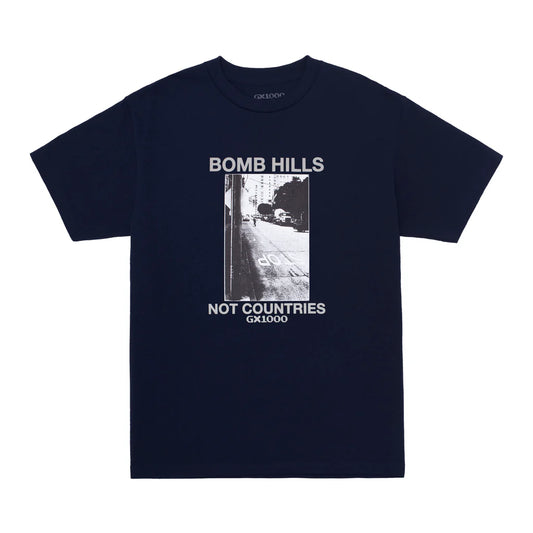 GX1000 Bomb Hills Not Countries Tee - Navy/Grey