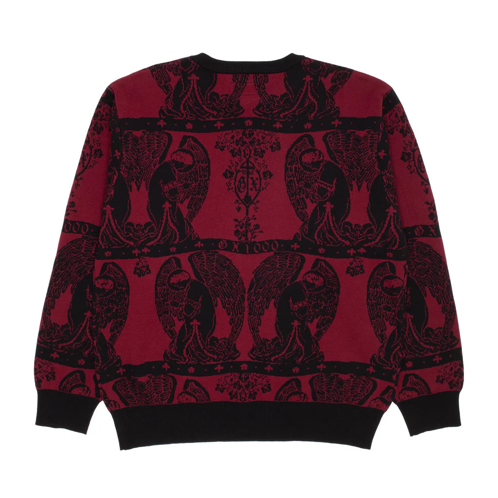GX1000 Jaquard Knit Angel Sweater - Black/Maroon