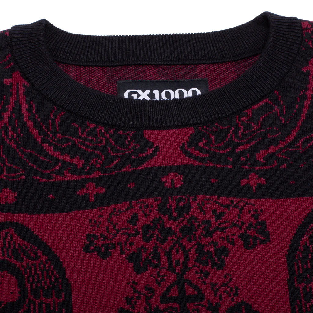 GX1000 Jaquard Knit Angel Sweater - Black/Maroon