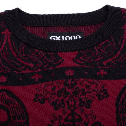 GX1000 Jaquard Knit Angel Sweater - Black/Maroon