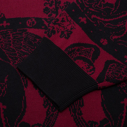 GX1000 Jaquard Knit Angel Sweater - Black/Maroon