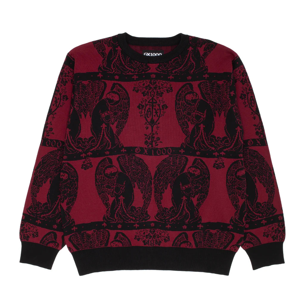 GX1000 Jaquard Knit Angel Sweater - Black/Maroon