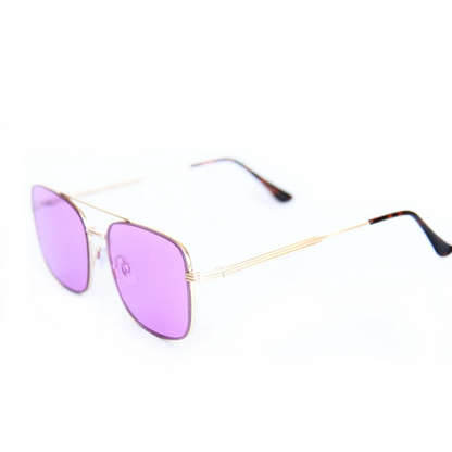 Happy Hour The Beagle Sunglasses - Gold Metal Purple Mirror