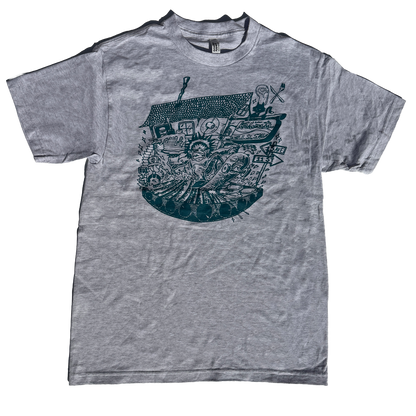 Ninetimes Grill Master Tee - Ash/Teal