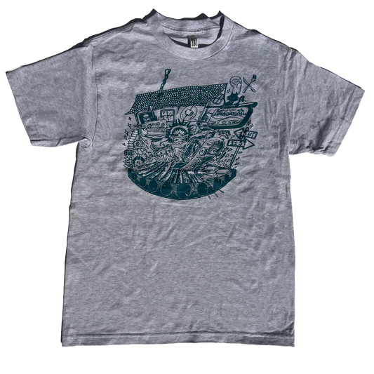 Ninetimes Grill Master Tee - Ash/Teal