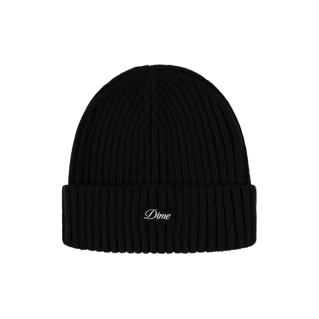 Dime Cursive Fold Beanie - Black