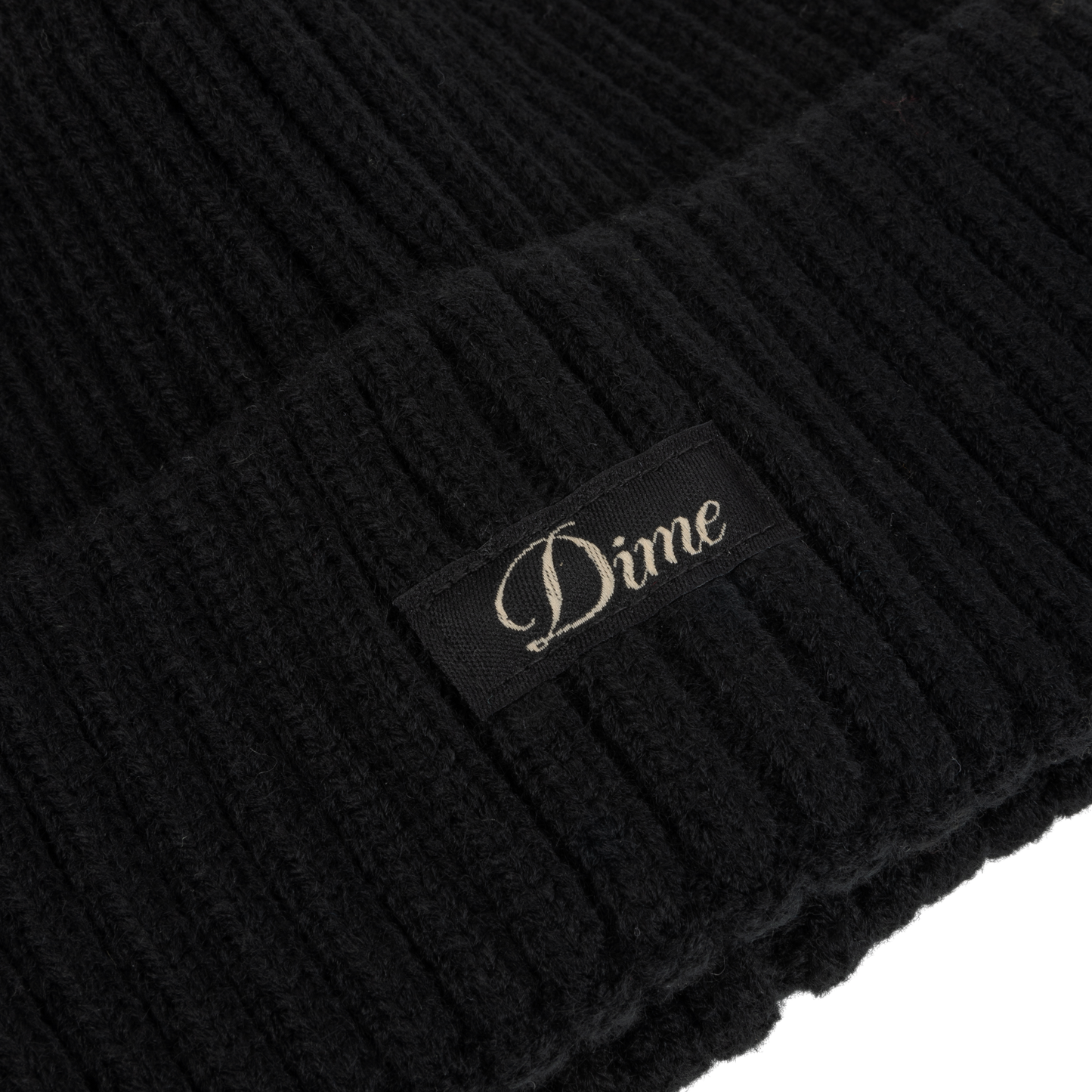 Dime Cursive Rib Beanie - Black