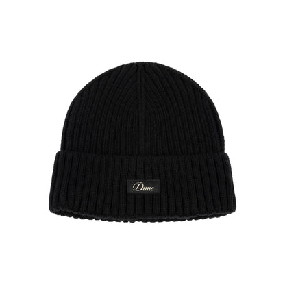 Dime Cursive Rib Beanie - Black