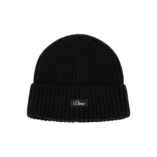 Dime Cursive Rib Beanie - Black