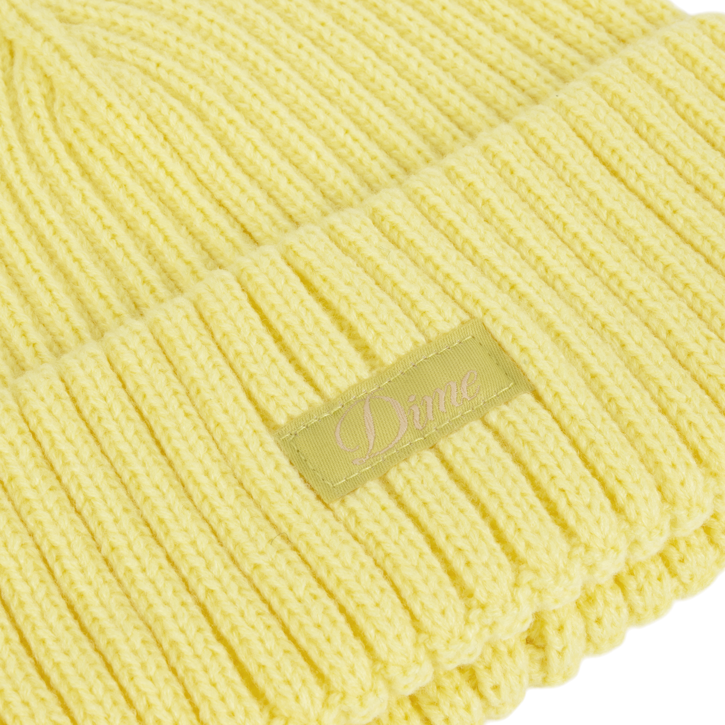 Dime Cursive Rib Beanie - Neon Yellow