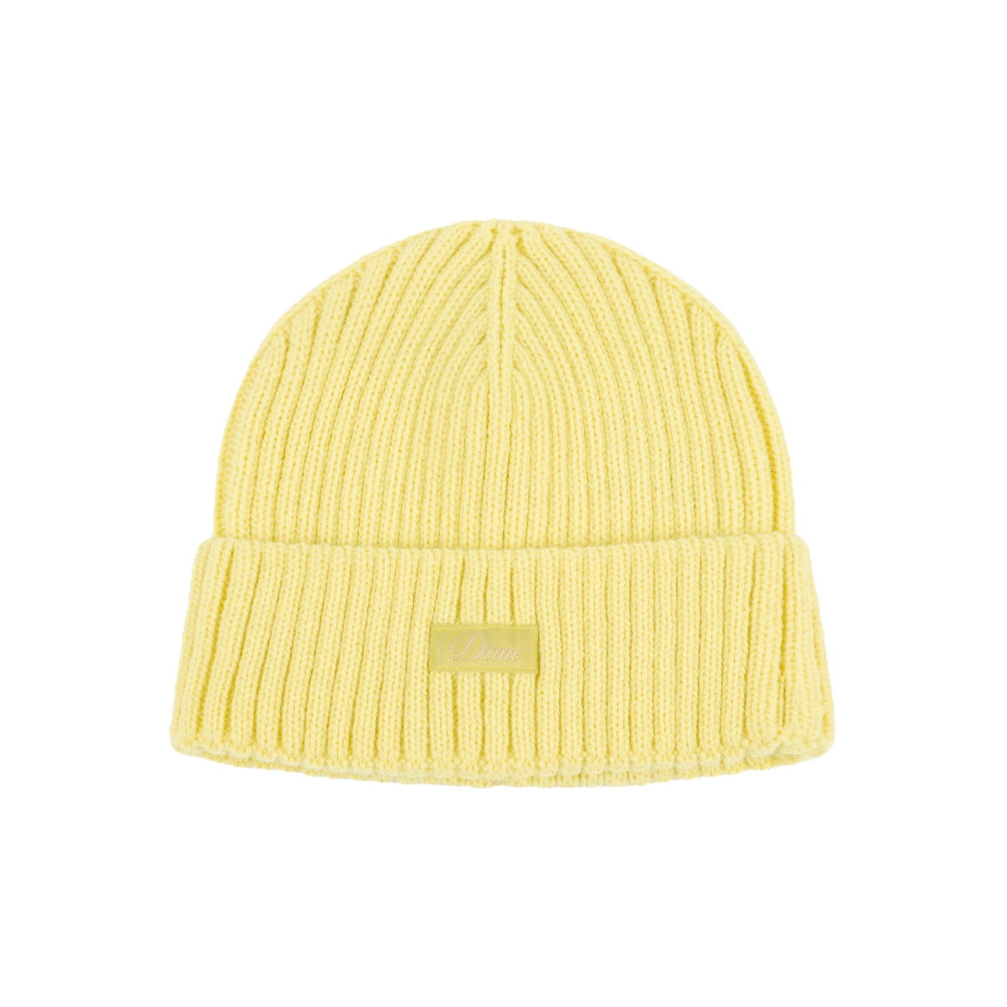 Dime Cursive Rib Beanie - Neon Yellow