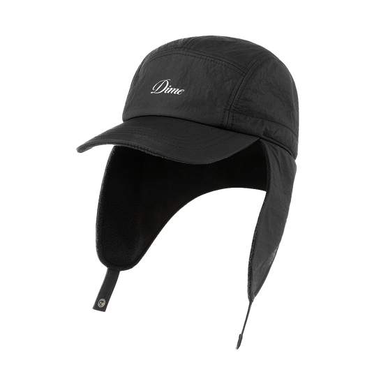 Dime Cursive Earflap Cap - Black