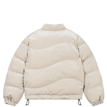 Dime Velvet Quilted Puffer - Beige