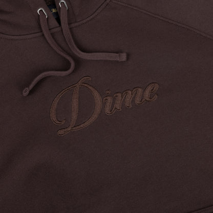 Dime Cursive Hoodie - Dark Brown